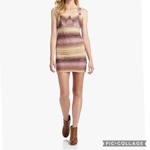 Free People Crochet Nude Combo Ombré Bodycon Dress 6 brand new wood tag